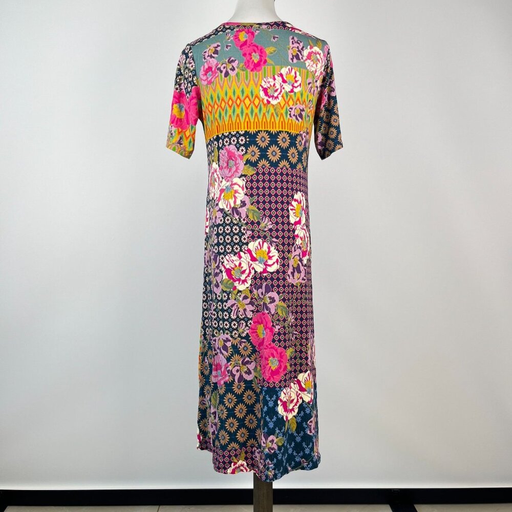 Johnny Was Maggie Multi-Pattern Floral Stretchy Swing Midi Dress Size XS - Picture 6 of 12